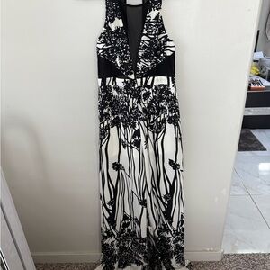 Ark & Co Black and White Floral Jumpsuit